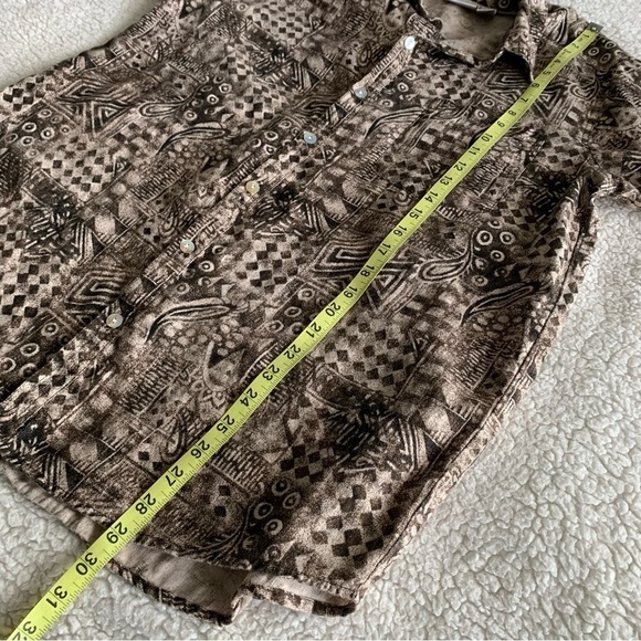 Chicos Linen Button Up Tunic Top Womens 2 US 12/14 Brown Tan Long Sleeve Resort - Picture 7 of 9